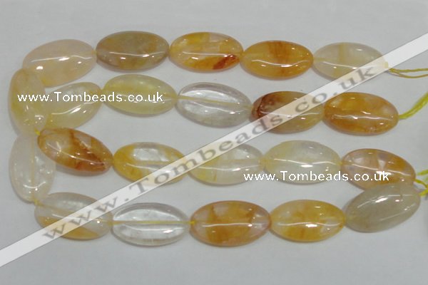 CYC04 15.5 inches 20*35mm oval yellow crystal quartz beads