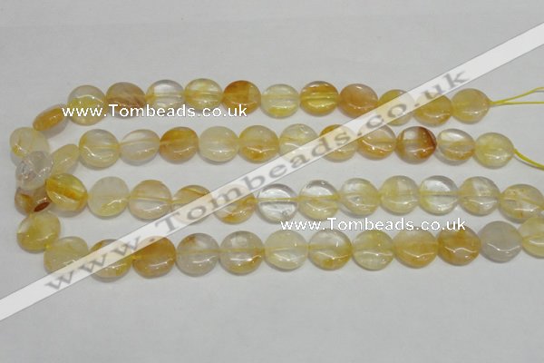 CYC05 15.5 inches 16mm flat round yellow crystal quartz beads