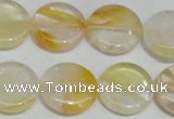 CYC06 15.5 inches 20mm flat round yellow crystal quartz beads