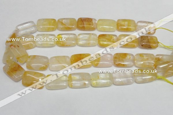 CYC10 15.5 inches 18*25mm rectangle yellow crystal quartz beads