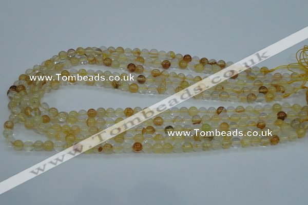 CYC101 15.5 inches 6mm round yellow crystal quartz beads