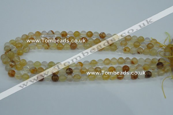 CYC102 15.5 inches 8mm round yellow crystal quartz beads