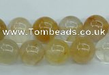 CYC104 15.5 inches 12mm round yellow crystal quartz beads