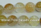 CYC105 15.5 inches 14mm round yellow crystal quartz beads