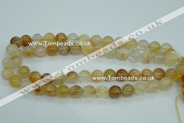 CYC105 15.5 inches 14mm round yellow crystal quartz beads