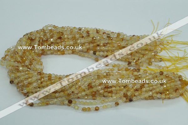 CYC110 15.5 inches 4mm faceted round yellow crystal quartz beads