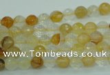 CYC112 15.5 inches 6mm faceted round yellow crystal quartz beads