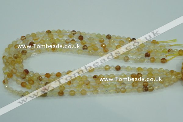 CYC112 15.5 inches 6mm faceted round yellow crystal quartz beads