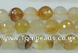 CYC114 15.5 inches 10mm faceted round yellow crystal quartz beads