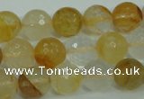 CYC115 15.5 inches 12mm faceted round yellow crystal quartz beads