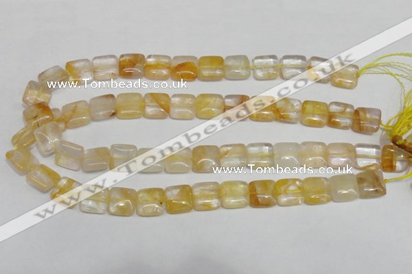 CYC12 15.5 inches 14*14mm square yellow crystal quartz beads