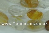 CYC126 15.5 inches 10*18mm faceted nuggets yellow crystal quartz beads