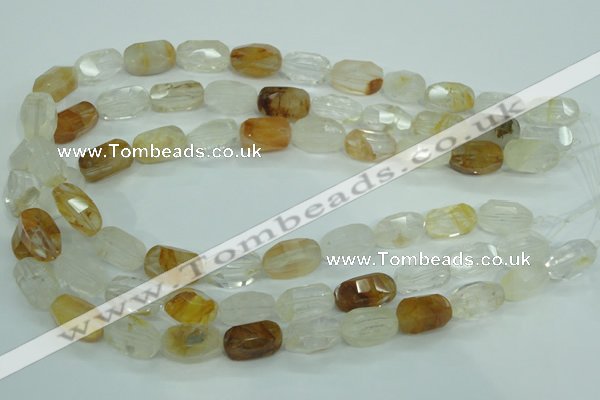 CYC126 15.5 inches 10*18mm faceted nuggets yellow crystal quartz beads