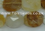 CYC127 15.5 inches 18*22mm faceted nuggets yellow crystal quartz beads