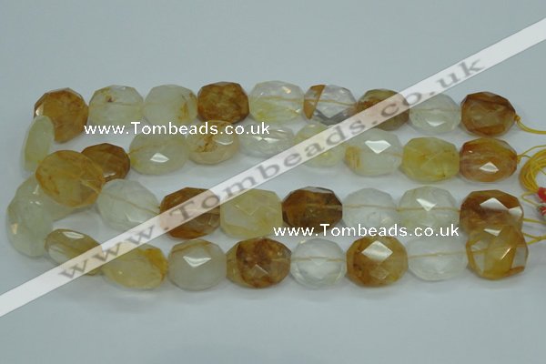 CYC127 15.5 inches 18*22mm faceted nuggets yellow crystal quartz beads