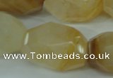 CYC129 15.5 inches 18*30mm faceted nuggets yellow crystal quartz beads