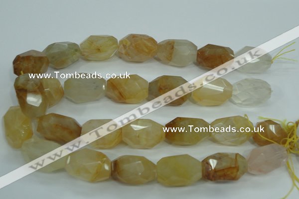 CYC129 15.5 inches 18*30mm faceted nuggets yellow crystal quartz beads