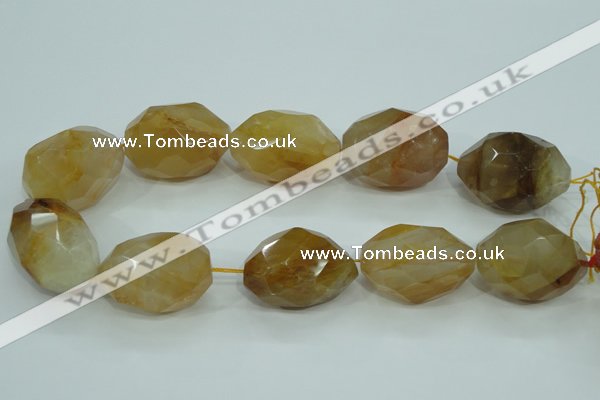 CYC130 15.5 inches 26*38mm faceted nuggets yellow crystal quartz beads