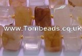 CYC138 15.5 inches 11*15*15mm faceted triangle yellow quartz beads