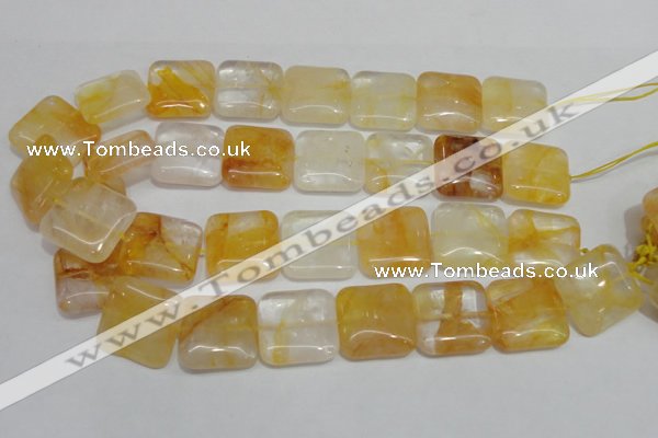 CYC14 15.5 inches 25*25mm square yellow crystal quartz beads