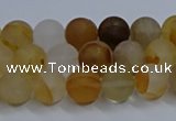 CYC141 15.5 inches 6mm round matte yellow quartz beads wholesale