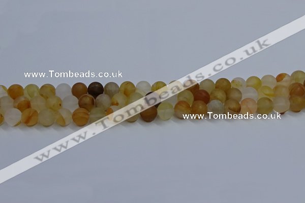 CYC141 15.5 inches 6mm round matte yellow quartz beads wholesale