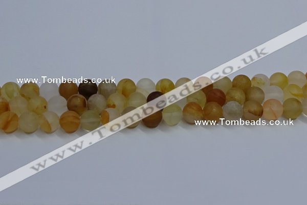 CYC142 15.5 inches 8mm round matte yellow quartz beads wholesale