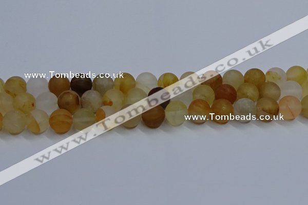 CYC144 15.5 inches 12mm round matte yellow quartz beads wholesale