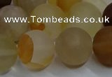 CYC145 15.5 inches 14mm round matte yellow quartz beads wholesale