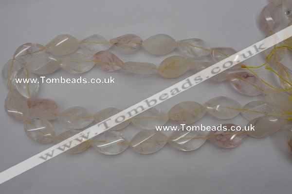 CYC201 15.5 inches 15*25mm twisted & faceted marquise yellow quartz beads