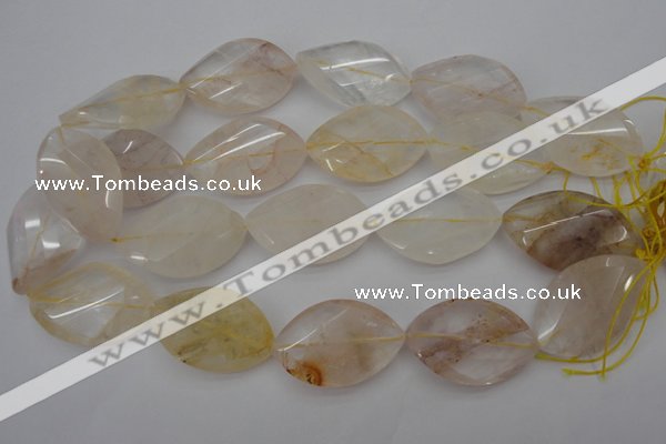 CYC202 15.5 inches 25*40mm twisted & faceted marquise yellow quartz beads