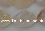 CYC204 15.5 inches 20*30mm twisted & faceted teardrop yellow quartz beads