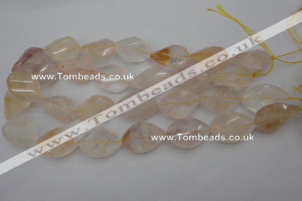 CYC204 15.5 inches 20*30mm twisted & faceted teardrop yellow quartz beads