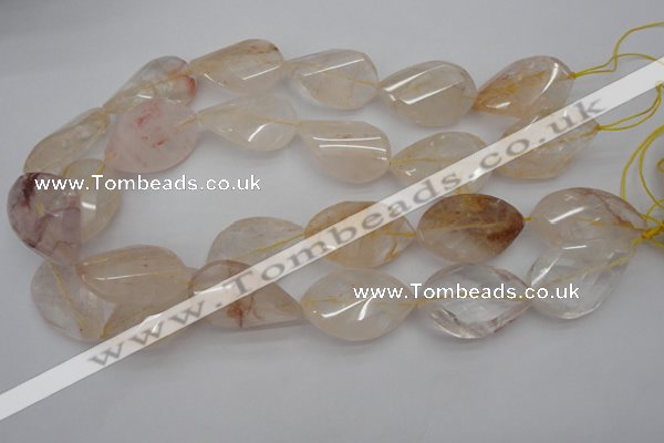 CYC205 15.5 inches 22*32mm twisted & faceted teardrop yellow quartz beads