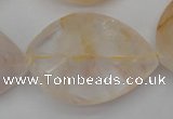 CYC207 15.5 inches 28*40mm twisted & faceted teardrop yellow quartz beads