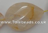 CYC208 15.5 inches 23*45mm twisted & faceted teardrop yellow quartz beads