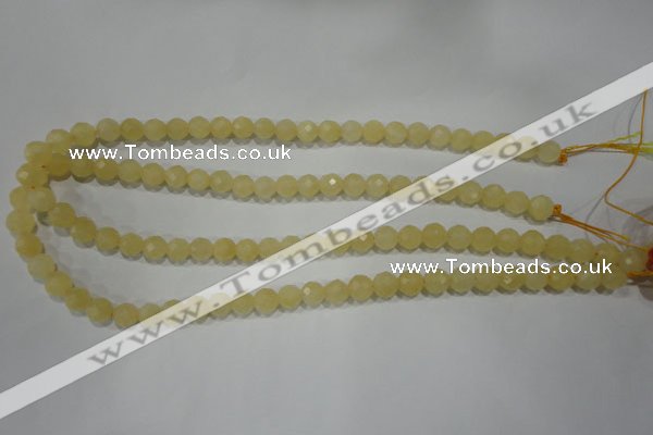 CYJ152 15.5 inches 8mm faceted round yellow jade beads wholesale