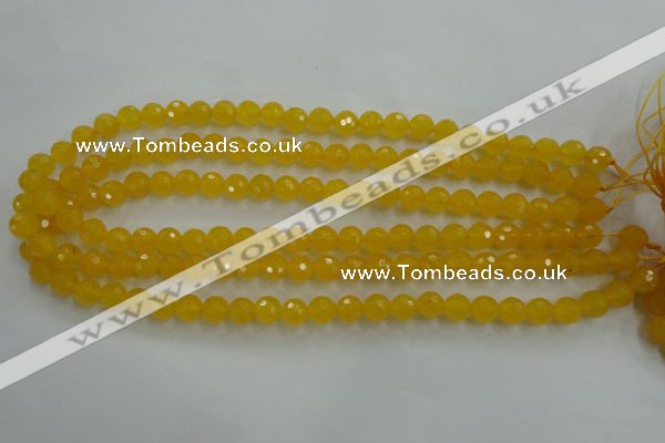 CYJ201 15.5 inches 6mm faceted round yellow jade beads wholesale