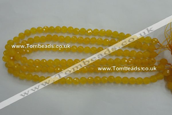 CYJ202 15.5 inches 8mm faceted round yellow jade beads wholesale