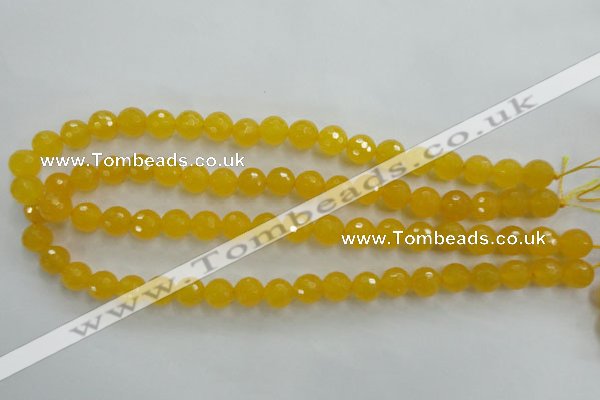 CYJ203 15.5 inches 10mm faceted round yellow jade beads wholesale