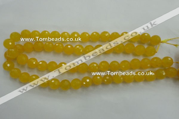 CYJ204 15.5 inches 12mm faceted round yellow jade beads wholesale