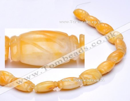 CYJ22 14*20mm flat drum yellow jade gemstone beads Wholesale