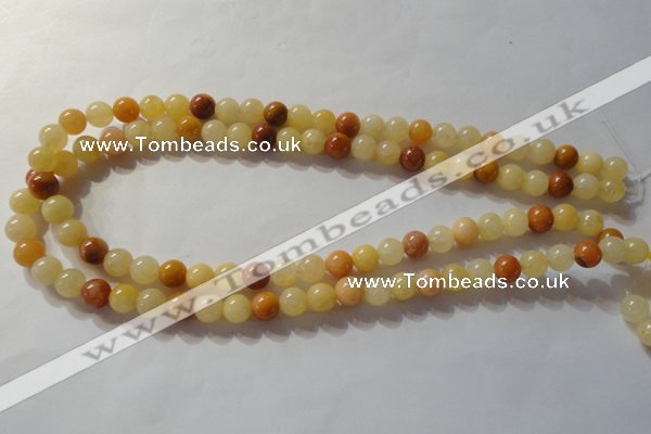 CYJ262 15.5 inches 8mm round mixed color yellow jade beads wholesale