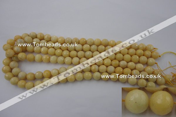 CYJ312 15.5 inches 8mm faceted round yellow jade beads wholesale