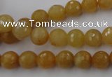 CYJ323 15.5 inches 8mm faceted round yellow jade beads wholesale