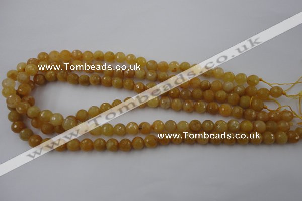 CYJ323 15.5 inches 8mm faceted round yellow jade beads wholesale