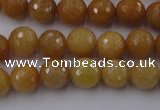 CYJ324 15.5 inches 10mm faceted round yellow jade beads wholesale