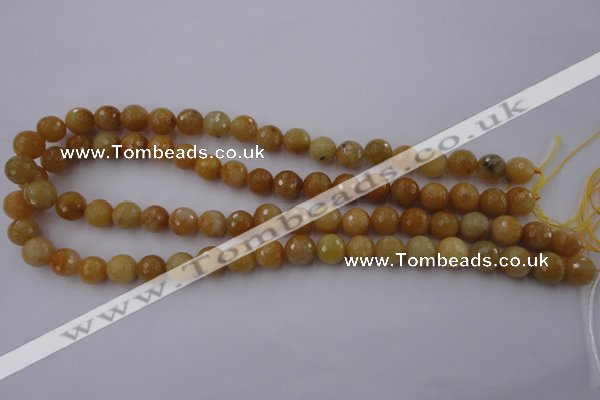 CYJ324 15.5 inches 10mm faceted round yellow jade beads wholesale