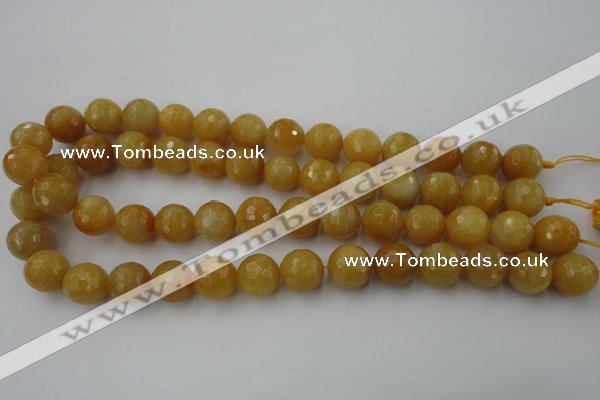 CYJ325 15.5 inches 12mm faceted round yellow jade beads wholesale