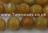 CYJ326 15.5 inches 14mm faceted round yellow jade beads wholesale